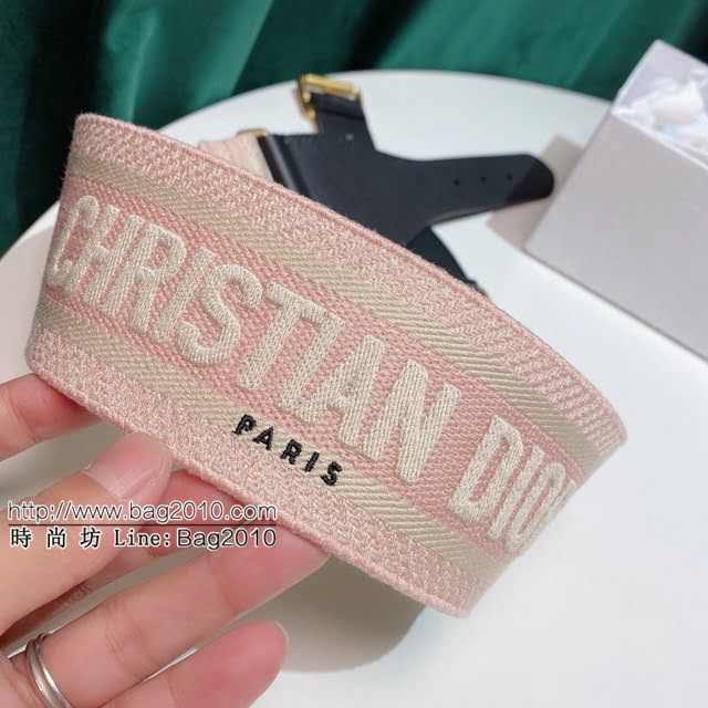 Dior女士腰帶 迪奧Christian Dior刺繡帆布皮帶  jjp1973